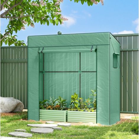 Invernadero para tomates 196 x 77 x 197 cm de polietileno verde con puerta enrollable – MEUBLIV (1/5)