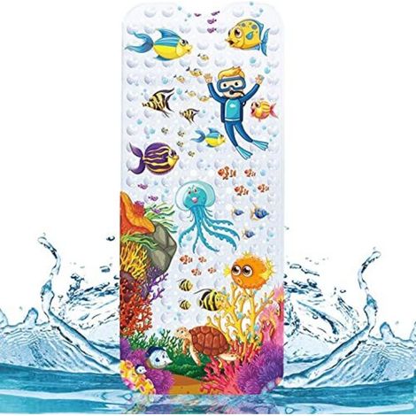 Non-slip bath mat, 100 x 40 cm shower mat with suction cups, non-slip bath mat with 200 suction cups, very suitable for seniors