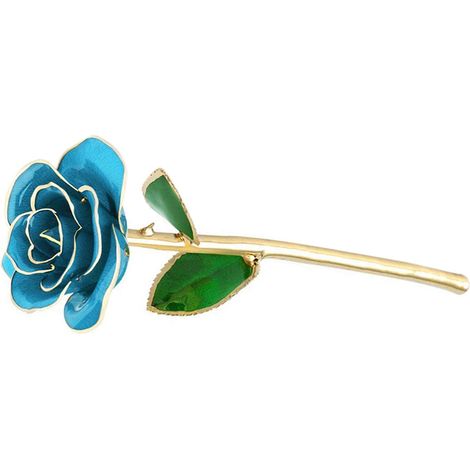 Rose éternelle plaquée or 24k sur tige longue avec coffret cadeau bleu - Idée cadeau romantique (1/5)