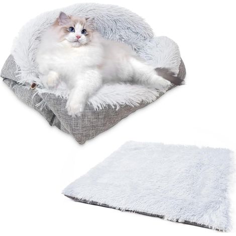 1 Coussin pour Chat, Pliable, Antidérapant, Lavable, 54x58 cm, Gris, Intérieur et Voyage (1/5)