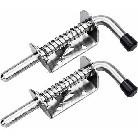 2Pcs Verrou Porte de Garage Targette Loquet a Ressort Boulons à Ressort en Acier Loquets et Verrous De Portes 125mm Pour Porte De Garage Abri De Jardin argent，