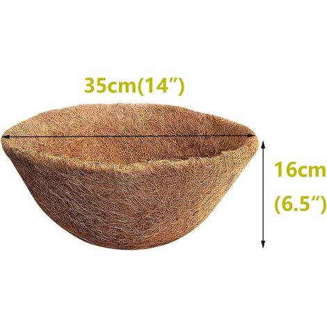 Lot de 2 Doublure en Fibre de Coco Naturelle pour Pot de Fleurs 35 cm Panier Suspendu pour Pots de Fleurs Remplacement en Fibre de Coco pour jardinière