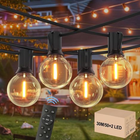 Guirlande Guinguette Exterieur - 15M Télécommande Réglable Guirlande Lumineuse 25+1 G40 Ampères, IP45 Waterproof, Chaîne Extensible à 120M, 2200K - Déco Lumineuse Pour Fêtes Extérieures (Réglable-15M) (1/5)