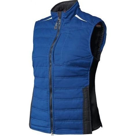 Gilet Thermique de Travail Femme Matelasse - Col Officier - Fermeture Zip Double Curseur - elements Reflechissants - Bleu Nuit - Taille M
