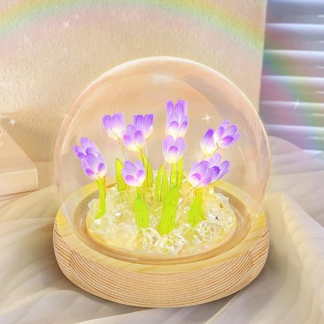 Lampe Tulipe Nuage,Lampe de Miroir de Tulipe de Chambre à Coucher,Veilleuse Miroir Tulipe Nuage LED pour Chambre à Coucher,Salon, Bureau,Décoration de la Maison (pourpre) (1/5)