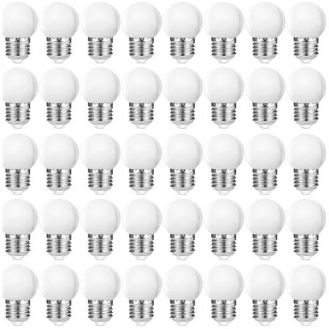 LED E27 G45 Ampoules Globe, Blanc Chaud 2700K, Ampoules LED 3W G45, Couvercle en plastique mat, Lampe pour guirlandes lumineuses, E27 Intérieur et extérieur, Non Dimmable, 40 Pièces [Classe énergétiqu
