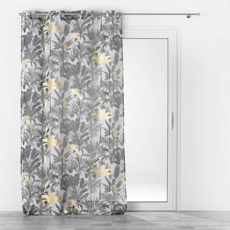 Homemaison – Panneau à œillets 140 x 240 cm en voile sable imprimé métallisé – 100% polyester – 8 œillets argent – Lavable en machine à 30°C (1/4)