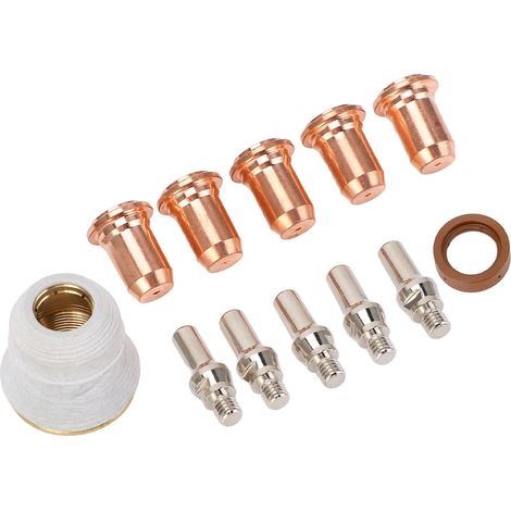 Ensemble 12 pièces 52582 Électrode 51313 Buse P1.0 60432 Capuchon de protection 60028 Anneau de turbulence pour torche plasma PT60 IPT60 IPT40 PT40 (1/5)
