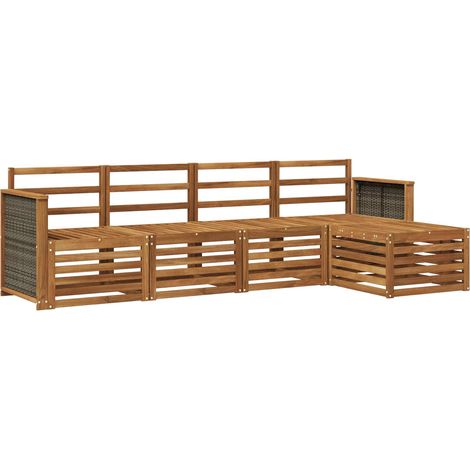 Set di divani da esterno 5 pz Salotto da Giardino Naturale (1/5)
