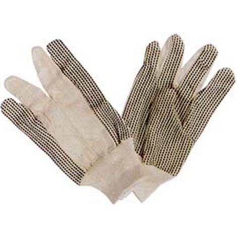 12PA GUANTI IN COTONE PUNTINATI CON POLSINO TAGLIA 10