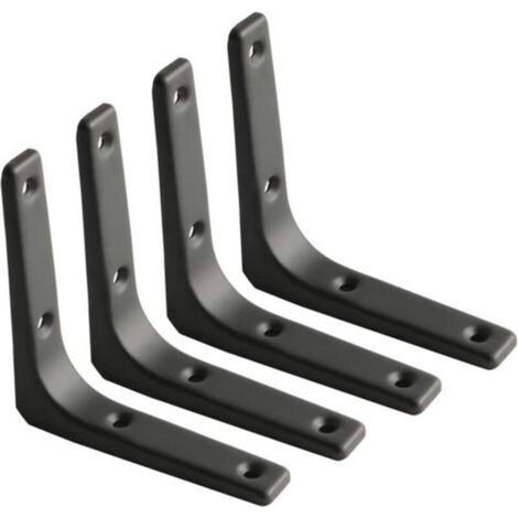 équerre étagère Murale, équerre Métal Mat Noir, Support étagère Métal pour Déco Cusine, équerre Charge Lourde, 100mm100mm, 4pcs (1/5)
