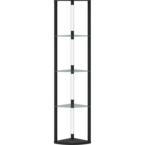 LED Floor Lamp with Shelves, Adjustable Brightness, Black