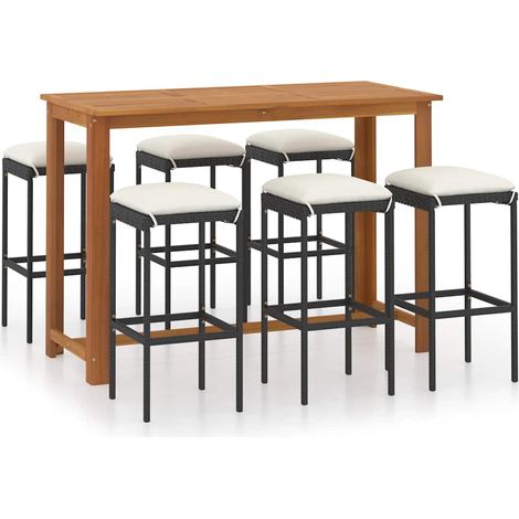 Maison Exclusive - Set da Bar da Giardino 7 pz con Cuscini Nero