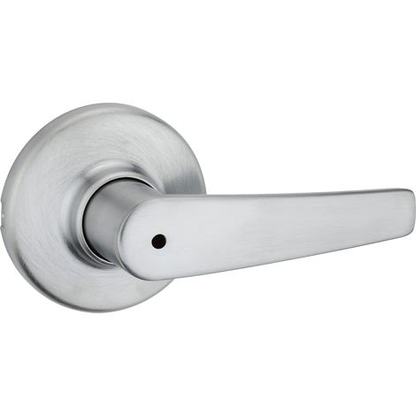 Poignée de porte intérieure avec serrure, levier de porte pour salle de bain et chambre à coucher, chrome satiné, réversible, sans clé, serrure tournante (1/5)