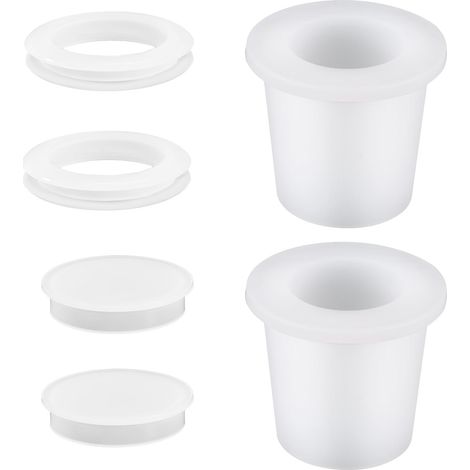 Lot de 2 Anneaux et 2 Housses pour Parasol de Terrasse, Cônes Parasol Robustes en Silicone pour 5-6,35cm Tables Billard Jardin Plage et Jardin (Blanc) (1/5)