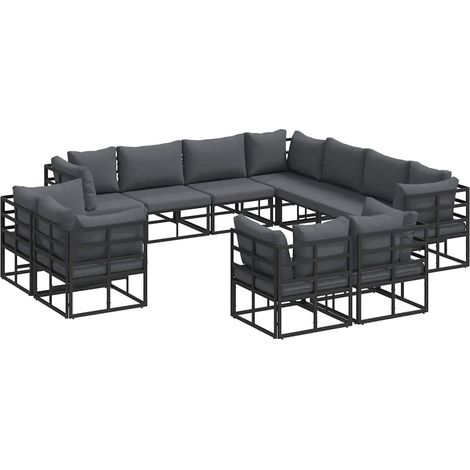 Maison Exclusive - Set Divano da Giardino con cuscino 11 pcs Nero Alluminio