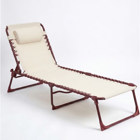 CASABEL Chaise Longue Pliante Terracotta, transat extérieur