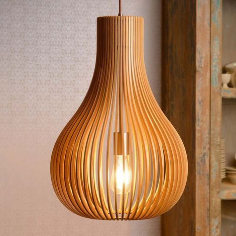 [NEUWERTIG] B-Ware Lucide Hängeleuchte Bodo LED Pendelleuchte Lampe dimmbar Holz hellbraun 55cm (1/2)
