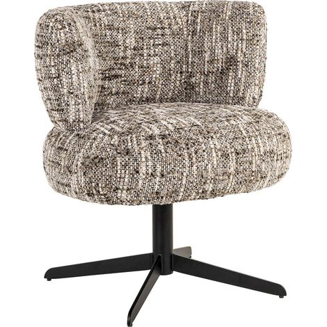 chaise pivotante design tissu marron pieds noirs salon moderne - marron chiné omara (1/5)