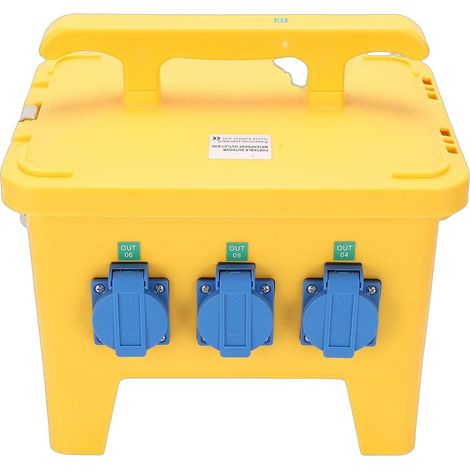 Boîte de Distribution D'énergie avec Poignée, 6 Prises, étanche IP65, Boîte électrique Portable pour Chantiers de Construction, Cours, Jardins et Plus, Contacts Plaqués (1/5)
