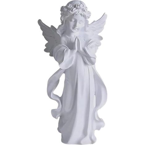 Statue d'ange, ange de cimetière, figurine en résine blanche, statue décorative, pour la maison, le jardin, les mariages, Noël et autres décorations (taille moyenne) (1/4)