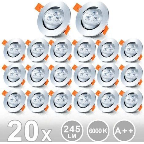 ALOVZE 20x spots encastrables LED spot encastrable 3W plafonnier spot spot encastrable blanc froidArgentspot led encastrablespot encastrable à led spots encastrables led spots à encastrer (1/4)