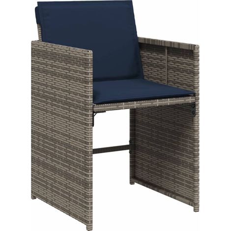 vidaXL Chaises de jardin avec coussins lot de 4 gris résine tressée (1/5)