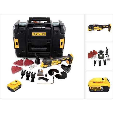DeWalt DCS 355 NT Akku Oszillierer 18V Brushless + 1x Akku 5,0Ah + TSTAK + 36 tlg. Zubehör - ohne Lader (1/5)