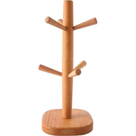 Porte Tasse avec 6 Crochets, Porte-gobelets en forme d'arbre, Porte-tasses en Bois, Rangement Tasse, Support Tasse a Cafe, pour la Maison et le Burea (1/4)