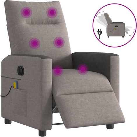 Sillón reclinable de masaje eléctrico tela gris taupe vidaXL