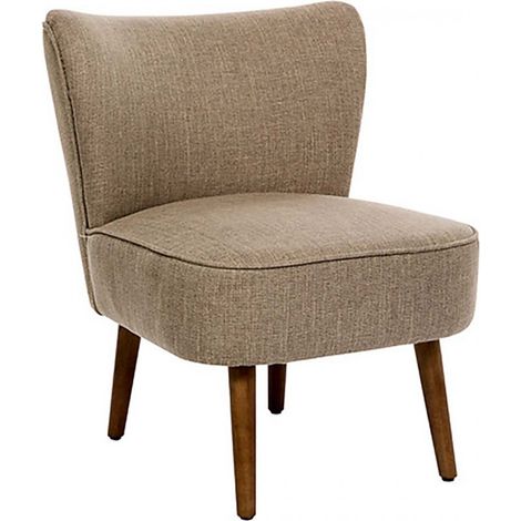 Fauteuil de salon crapaud scandinave avec pieds en bois, coloris beige - Longueur 57 x Profondeur 69 x Hauteur 72,5 cm (1/3)