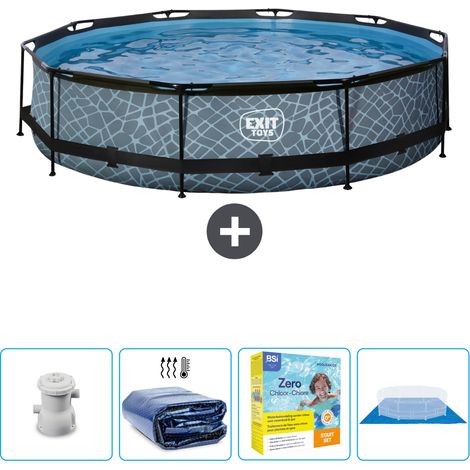 Exit Pool Rund - Steinoptik - 360x76 cm - 5-teilig SCB22 (1/4)
