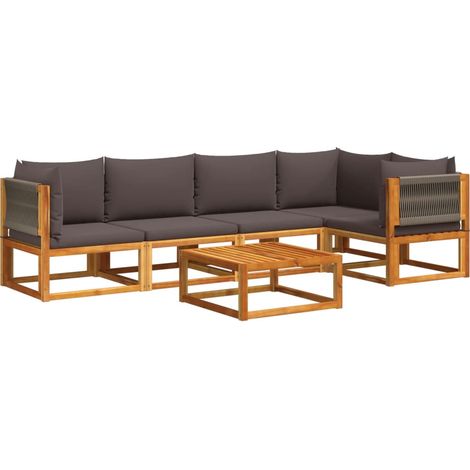 Maison Exclusive - Ensemble de canapés de jardin 6 pièces avec coussins en bois d'acacia et corde