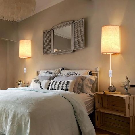 Einbau-Wandleuchte, 2er-Set, Retro-Stil, mit Schalter, ideal für Schlafzimmer, Wohnzimmer oder Flur.