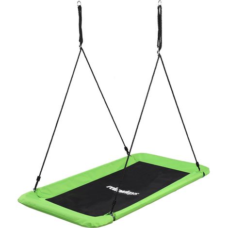 Relaxdays nid de balançoire rectangulaire, enfants & adultes, 150 kg, multi-enfants, extérieur, 150x80 cm, vert (1/5)