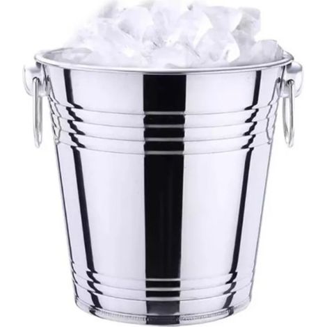 Seau en acier inoxydable 20 cm poli portable à double anneau, fond robuste anti-rouille, surface lisse pour bar KTV (1/5)