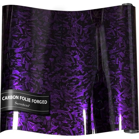Film de Carbone Forgé,150x30cm Covering Voiture Forgé,Autocollant pour Voiture,Film Covering Carbone en Vinyle (Violet Brillant)  Aspect carbone, film (1/5)