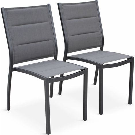 Pair of stackable aluminium garden chairs Anthracite 47x57x89.5 cm - Chicago
