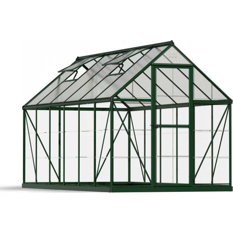 Greenhouse Hybrid 6 x 12 - Polycarbonate - L370 x W185 x H208 cm - Green