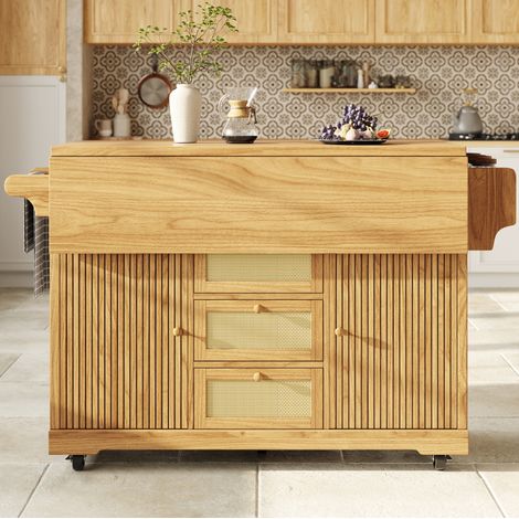 MEUBLIV Carrello da cucina 142,5x80x95 cm naturale – pieghevole, senza materasso (1/5)