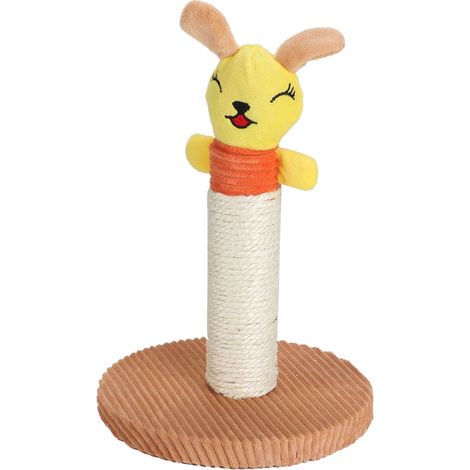 Arbre à chat amovible en sisal naturel avec motif animal à griffer et à grimper (Lapin jaune) (1/5)