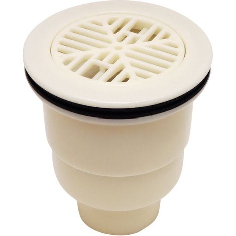 71107801 White Plastic Flexible Shower Floor Drain with ABS Chrome Cover for Bathroom MUMU (1/2)