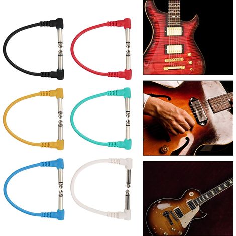 6 Cordons Audio Droits Jack 6.35mm pour Pédales d'Effet Guitare - Lot de 6 Câbles (1/5)