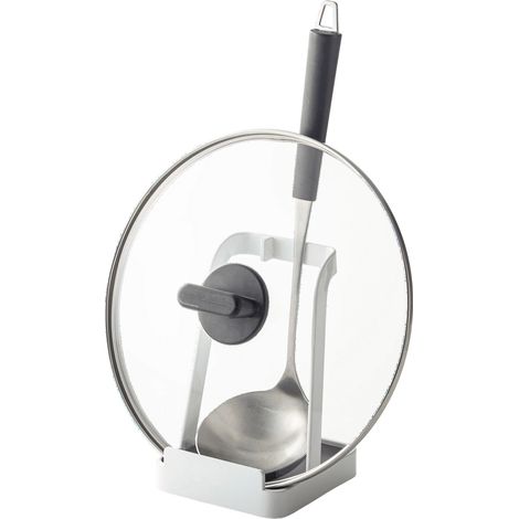 Support pour couvercle et louche Yamazaki Home, acier - L 10 x l 10 x H 15 cm, blanc (1/5)