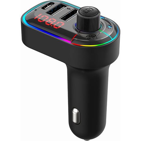 Neuer C12 Autoradio-Bluetooth-Player mit Ambientebeleuchtung, Dual-USB-Schnellladefunktion (3,1 A), multifunktionaler Bluetooth-Empfänger – Schwarz (1/3)