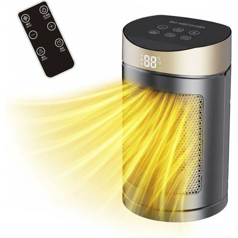 1500-W-PTC-Keramik-Heizlüfter, energieeffizient mit ECO-Modus und Fernbedienung, 12-Stunden-Timer, Überhitzungs- und Kippschutz, 90°-Oszillation, für das Schlafzimmer