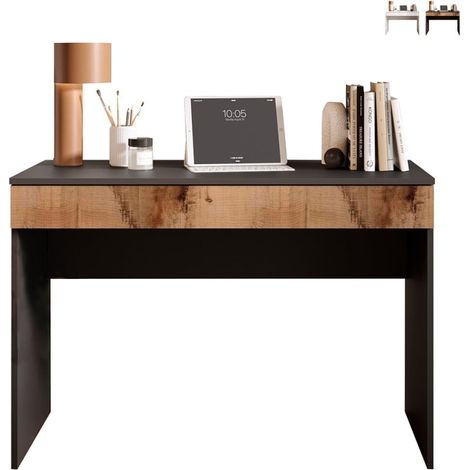 Bureau moderne gain de place avec tiroir 110x50x76cm Liam - Noir