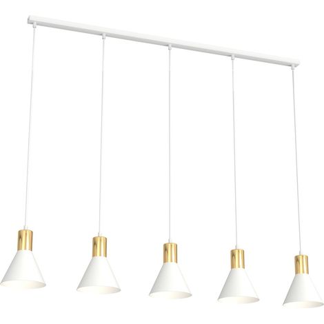 Suspension barre cônes blanc/doré 5xE27 15W Rosa Emibig (1/5)
