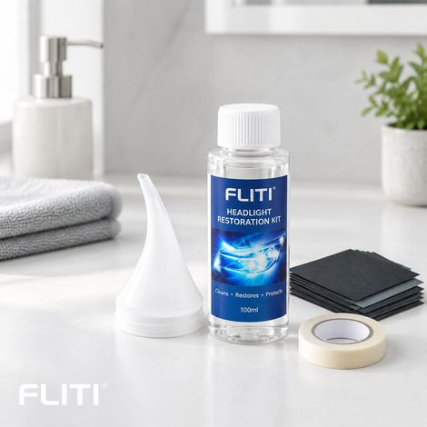 FLITI-Kit de Rénovation de Phares 100ml, Nettoyant et Outil de Restauration pour Phares Jaunissants et Oxydés (1/5)