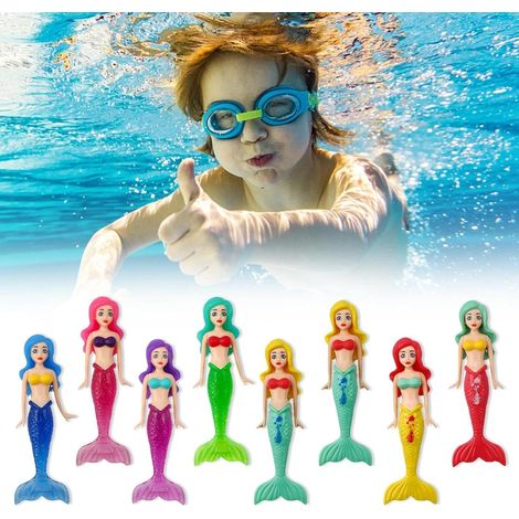 Set of 8 Colorful Diving Toys for Kids, with 4 Transparent Mermaid Figures, Swimming Pool Toy for Swimming Pool, Diving Training and Creative Underwater Fun (1/5)